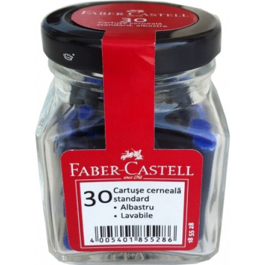 Cartuse Cerneala Faber-Castell, mici, albastre (30 buc/ borcan)