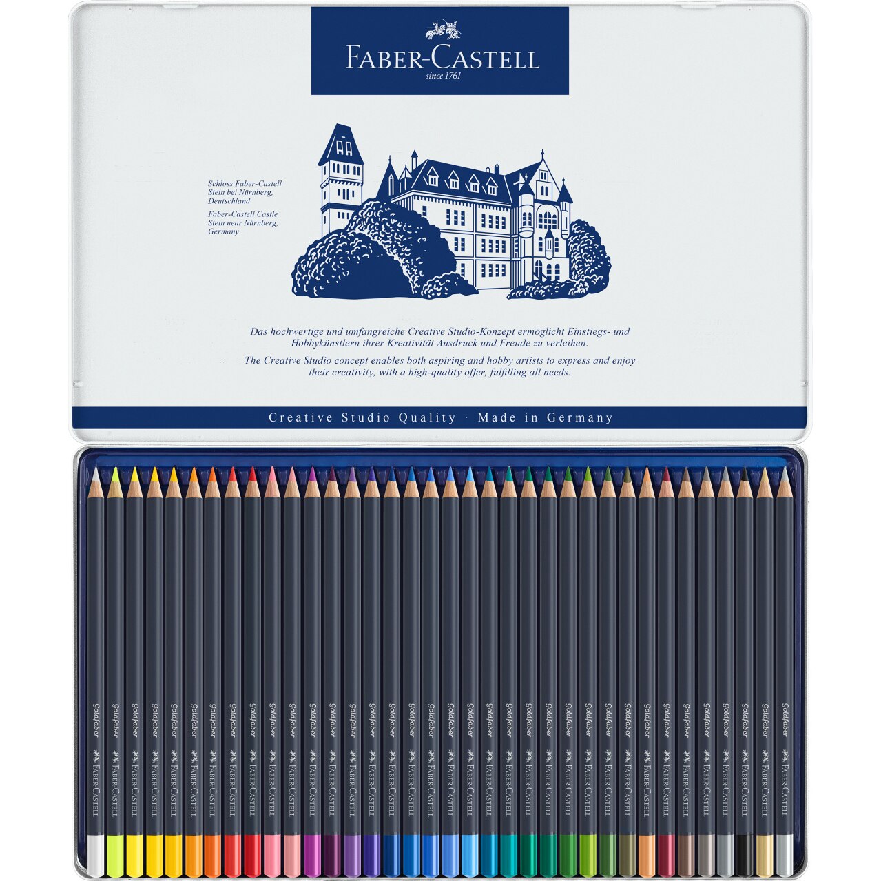 Creioane Colorate Faber-Castell, 36 culori, goldfaber cutie metal