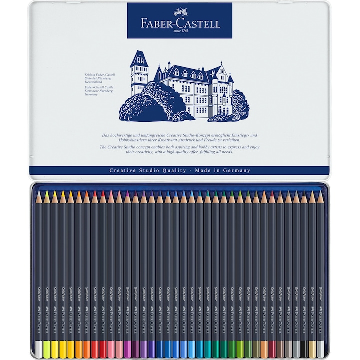 Faber-Castell színes ceruzák, 36 szín, Goldfaber fém doboz