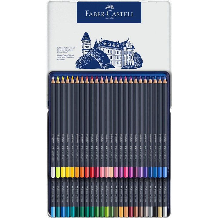 Цветни моливи Faber-Castell, 48 цвята, Метална кутия
