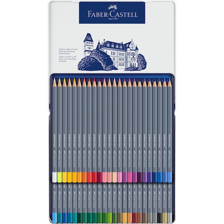 Faber-Castell akvarell hatású színes ceruzák, 48 szín, Goldfaber fém doboz