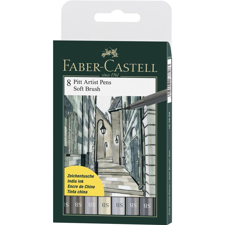 Pitt Artist Pen Soft Brush Faber-Castell (set/ 8 buc)