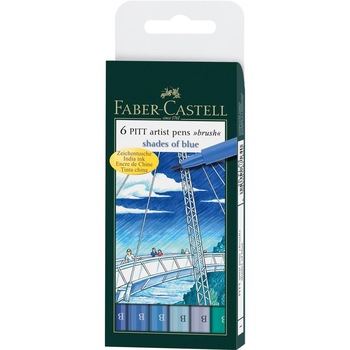 Pitt Artist Pen Faber-Castell (set/ 6 buc albastru)