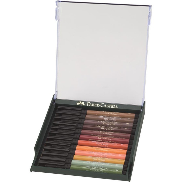 Pitt Artist Pen Faber-Castell, Земни тонове (кутия/12 цвята)