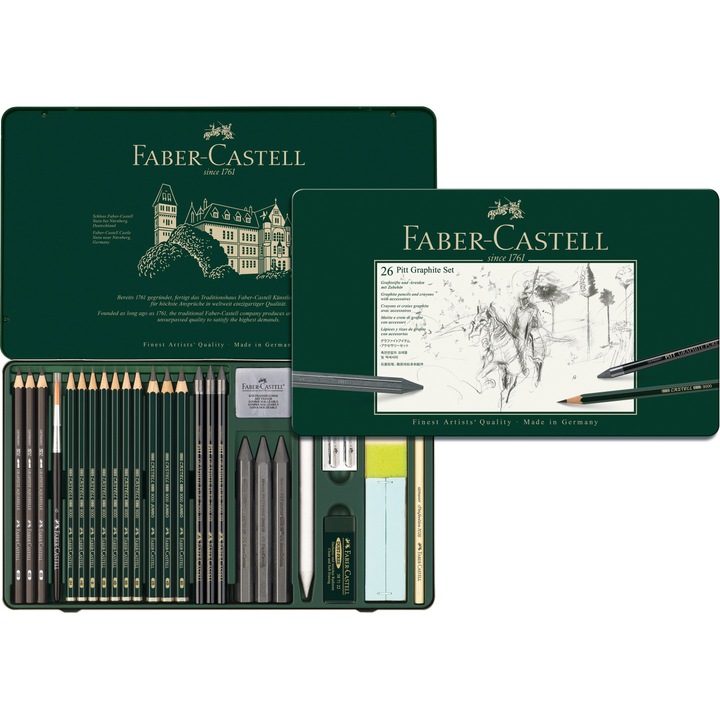 Комплект Pitt Monochrome Graphite, Faber-Castell (26 броя)