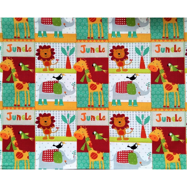 Детски спален комплект Cottonbg Jungle, 100% Памук, 4 части