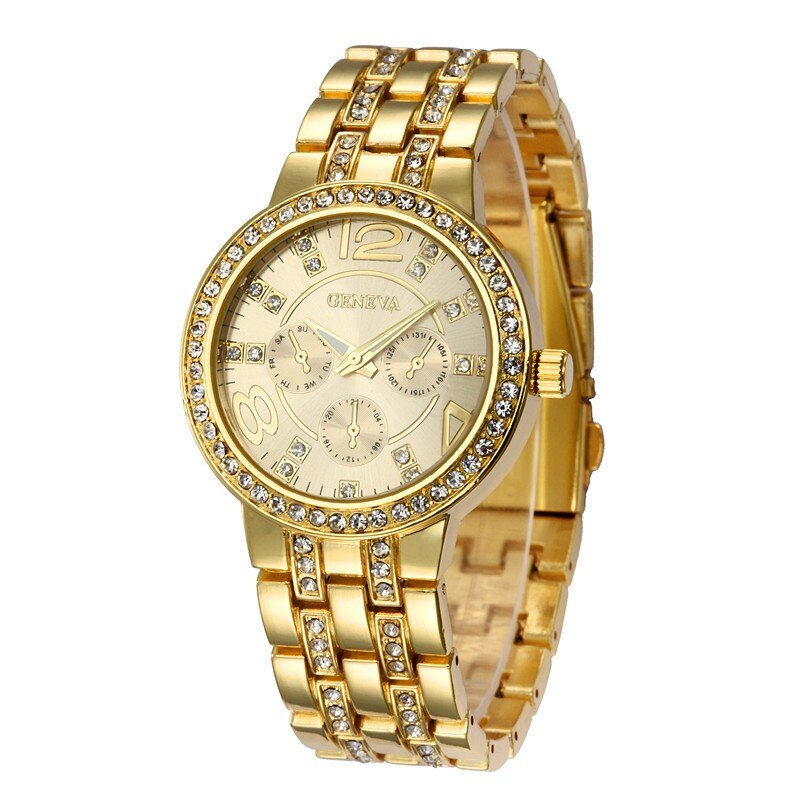 Ceas Dama Geneva Rhinestone Gold
