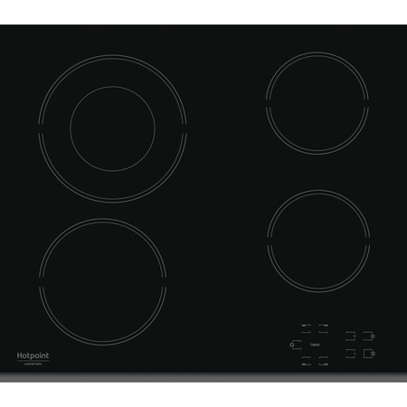 Plita incorporabila Hotpoint HR632B, Electric, Vitroceramic, 4 zone de gatit, Negru