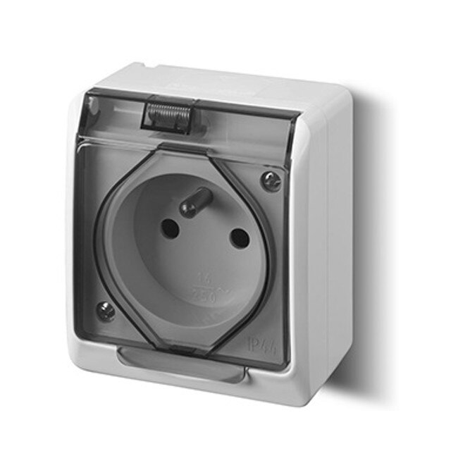 Priza single cu capac 0321-01, Electro-Plast, Alba