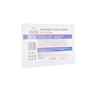 Pansament adeziv steril Minut 6 cm x 8 cm Pansament adeziv steril Minut 6 cm x 8 cm