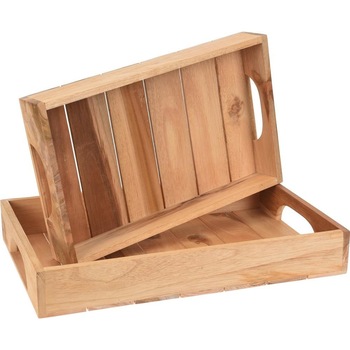 Tava pentru mic dejun Emako, 2 bucati, Lemn, Maro Tava pentru mic dejun Emako, 2 bucati, Lemn, Maro