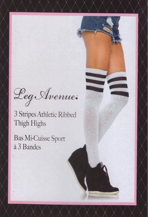 3 csíkos Athletic leggings, térd felettig érő, fehér színű, fekete csíkokkal, UN szabvány méret