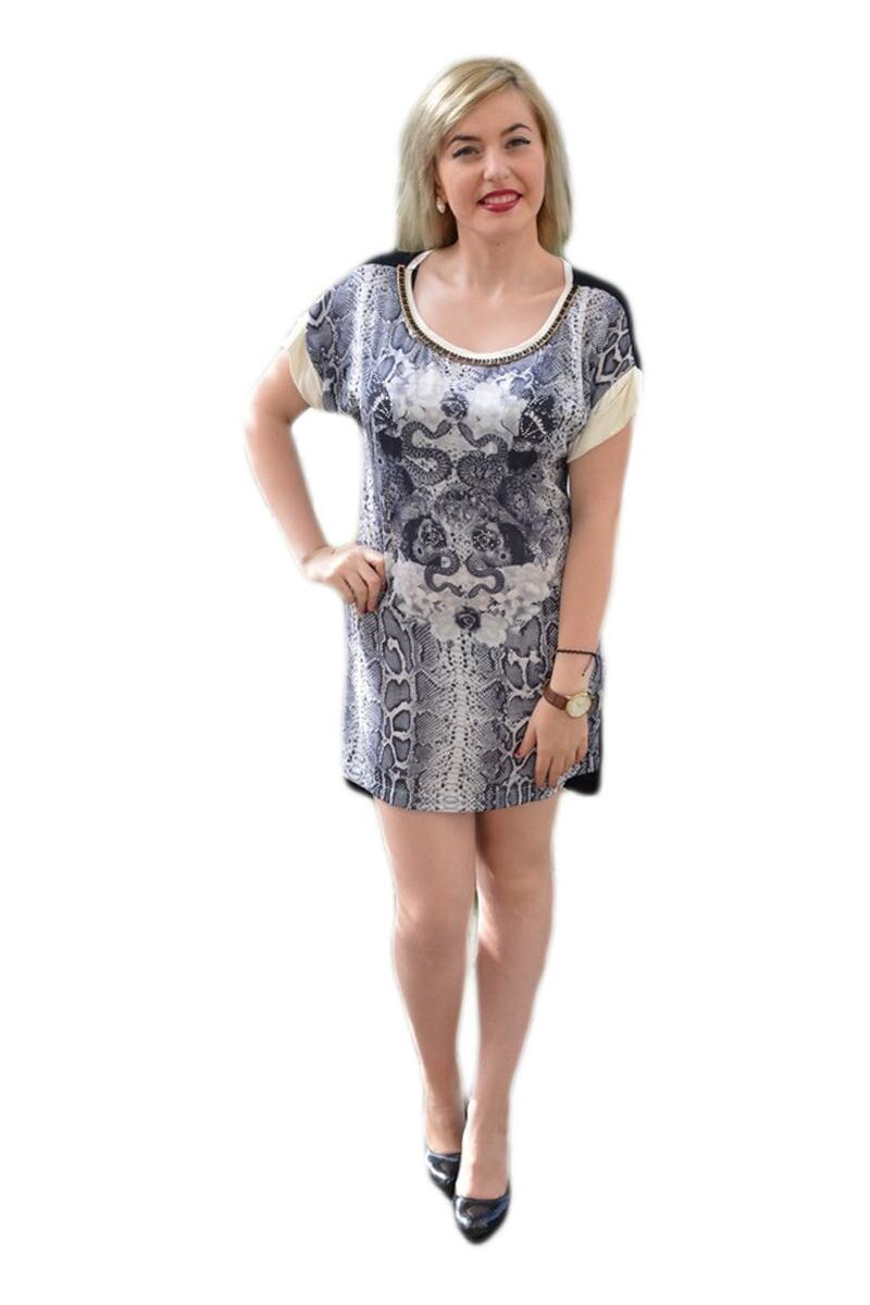 Tricou trendy,, imprimeu deosebit, D&J Exclusive, Gri, S