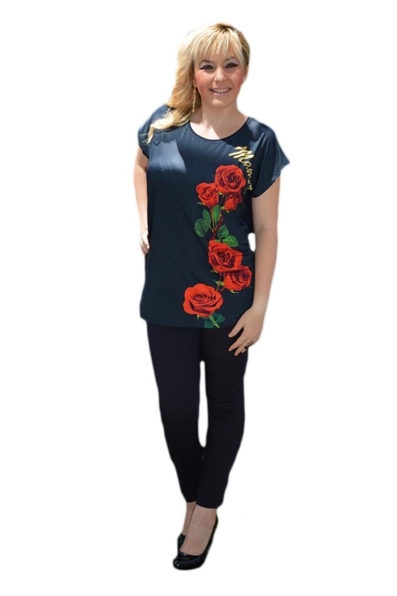 Tricou model cu trandafiri, D&J Exclusive