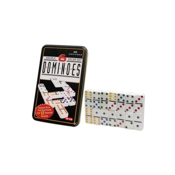 Joc de societate Domino Unikatoy in cutie metal de 28 bucati Joc de societate Domino Unikatoy in cutie metal de 28 bucati