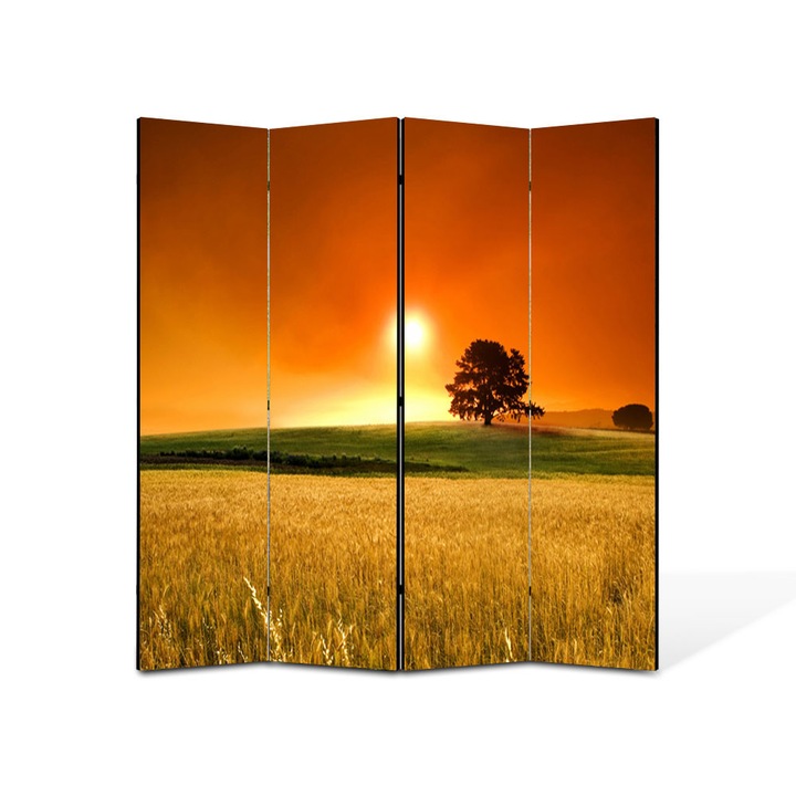 Paravan de Camera ArtDeco din 4 Panouri Peisaj In lanul de secara 140 x 150 cm