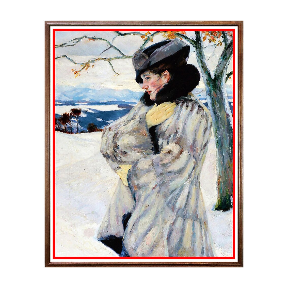 Tablou Poster, Arta Sec. XIX, Edward Cucuel - Girl With Fur Coat - ASN-045, 40 x 50 cm
