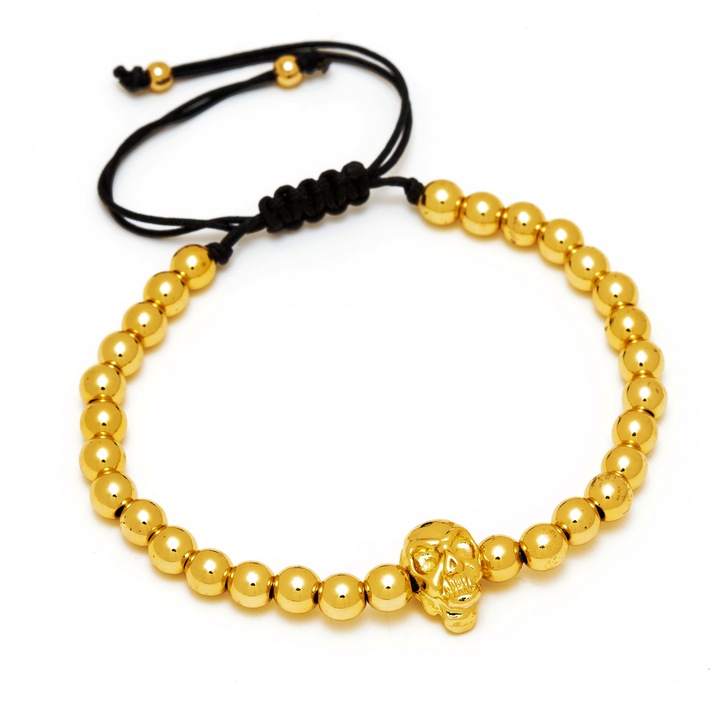Arany gyöngyös karkötő koponyával, Karo modell, unisex