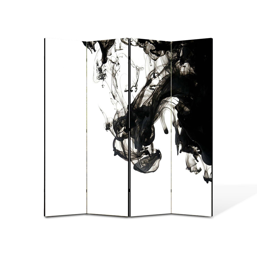 Paravan de Camera ArtDeco din 4 Panouri Abstract Decorativ Fum B&W 140 x 150 cm