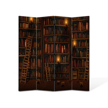 Paravan de Camera ArtDeco din 4 Panouri Abstract Decorativ Biblioteca 140 x 150 cm Paravan de Camera ArtDeco din 4 Panouri Abstract Decorativ Biblioteca 140 x 150 cm