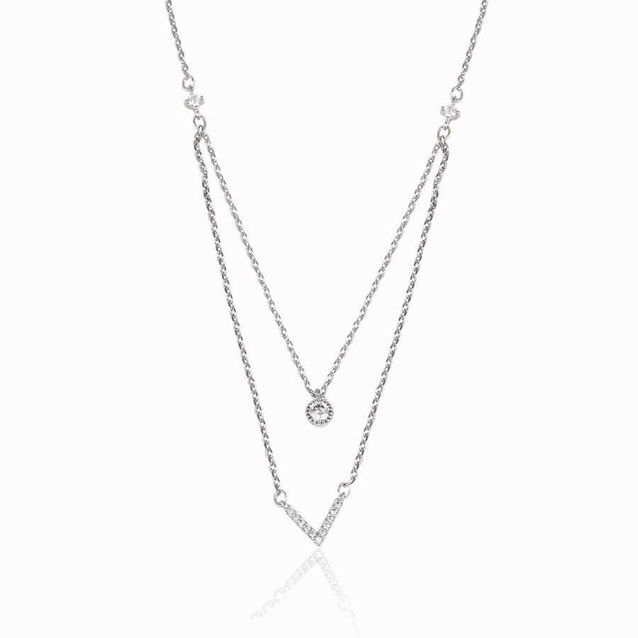 Lantisor placat cu aur alb de 18K si elemente Chemily