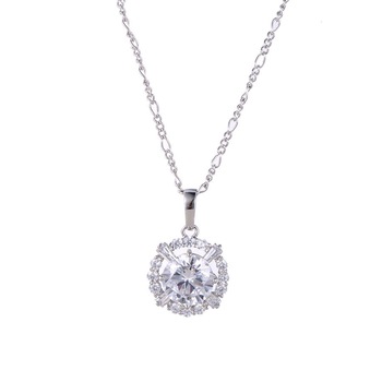 Lantisor White Gold Timeless placat cu aur alb si cristale Lantisor White Gold Timeless placat cu aur alb si cristale
