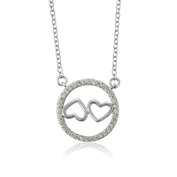 Lantisor Upside-Down Heart placat cu aur alb si cristale Lantisor Upside-Down Heart placat cu aur alb si cristale