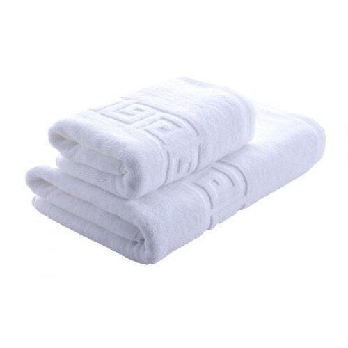 Set 2 prosoape hoteliere, albe, din bumbac 100%,