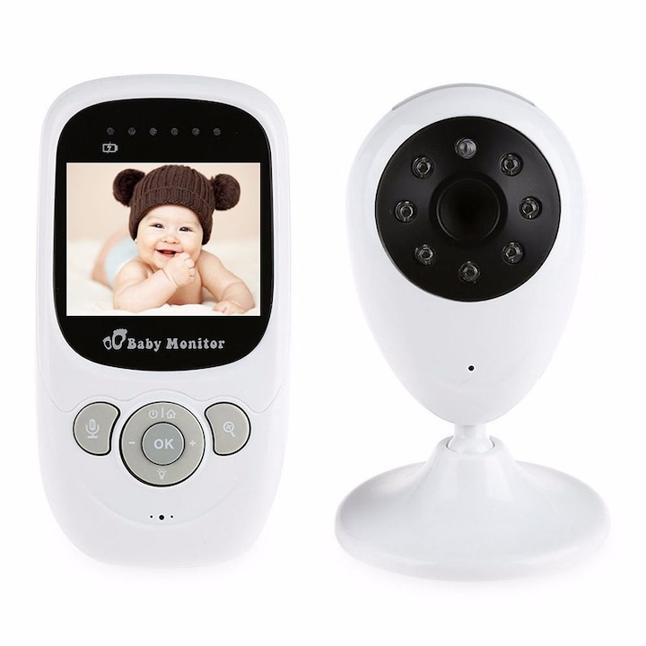 Система за бебефон Voice 880 с ясен преглед на аудио и видео наблюдение, безжична връзка, нощно виждане, сензор за наблюдение на температурата, цветен дисплей, откриване на температура