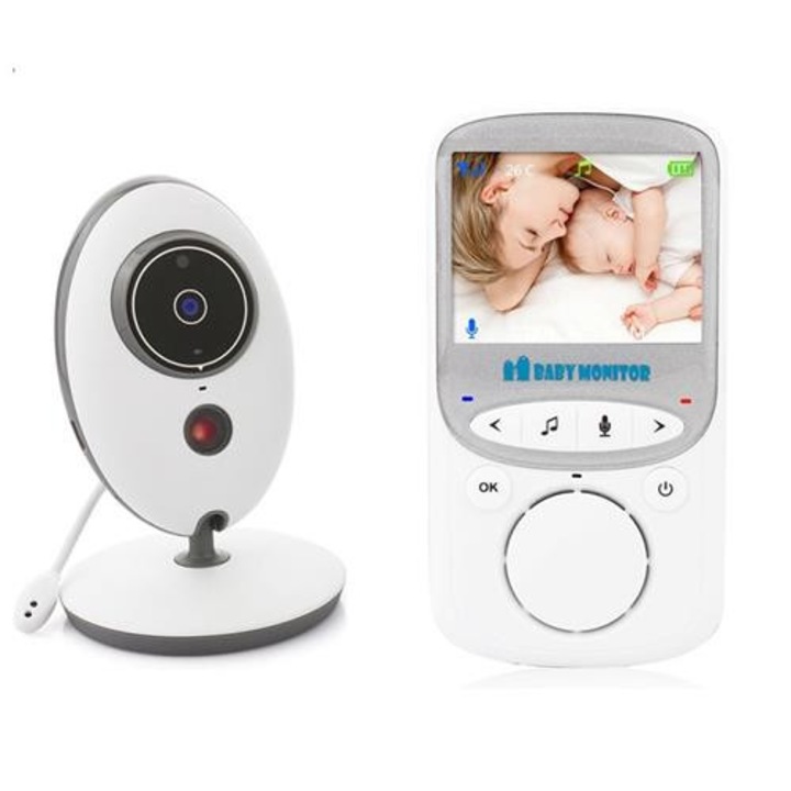 Система за бебефон Voice Baby 605 с ясен преглед на аудио и видео наблюдение, безжична връзка, нощно виждане, сензор за наблюдение на температурата, цветен дисплей, откриване на температура