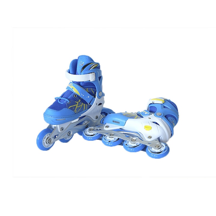 Детски ролери Limex Toys, Реголируем размер от 38 до 41, Син/Бял