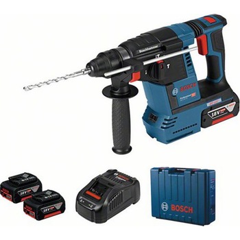 Ciocan rotopercutor GBH 18V-26 + GDE 18V-16 Bosch Professional brushless, cu 2 acumulatori Li-Ion, 6Ah, 2.6J + Sistem de aspirare Ciocan rotopercutor GBH 18V-26 + GDE 18V-16 Bosch Professional brushless, cu 2 acumulatori Li-Ion, 6Ah, 2.6J + Sistem de aspirare