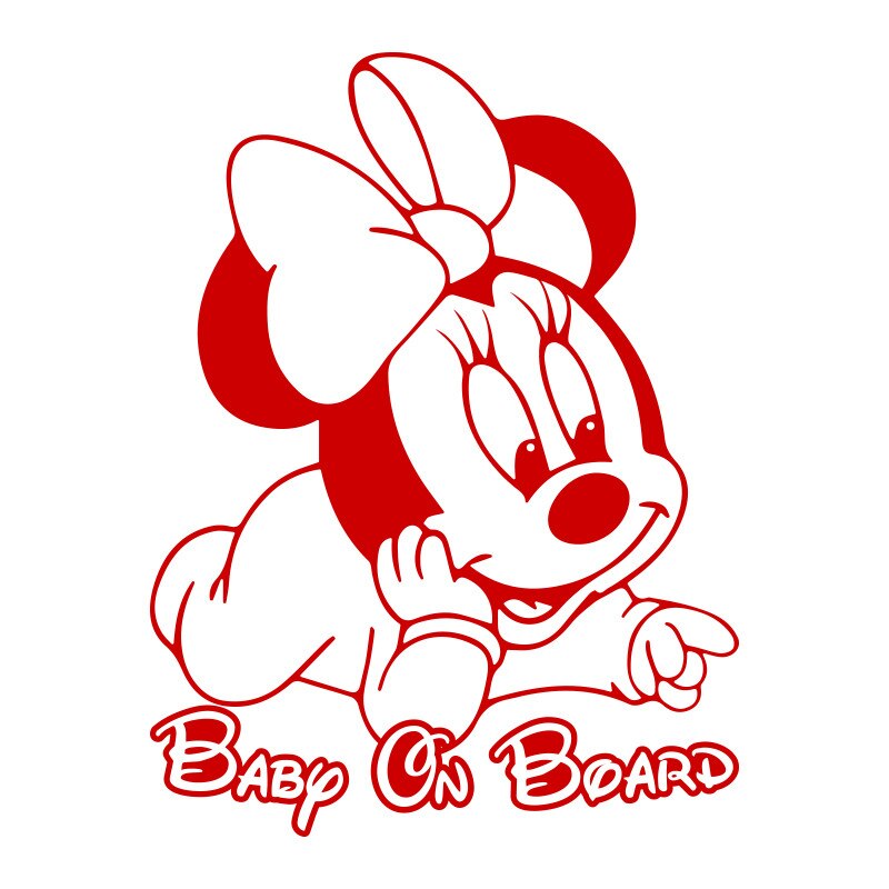 Sticker Auto - SMAER - Minnie - Baby On Board - 20cm x 15cm - Rosu
