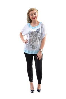 Tricou alb, material usor, imprimeu rafinat D&J Exclusive, Alb Tricou alb, material usor, imprimeu rafinat D&J Exclusive, Alb