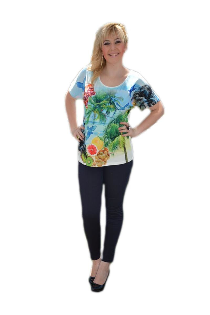 Tricou negru modern, imprimeu realist, D&J Exclusive, Alb