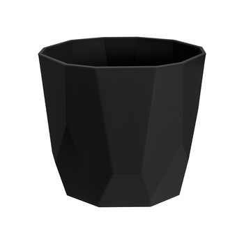 Masca de ghiveci Elho b.for rock, culoare negru, din plastic, cu model multifatetat geometric, finisaj mat, cu diametrul de 18 cm Masca de ghiveci Elho b.for rock, culoare negru, din plastic, cu model multifatetat geometric, finisaj mat, cu diametrul de 18 cm