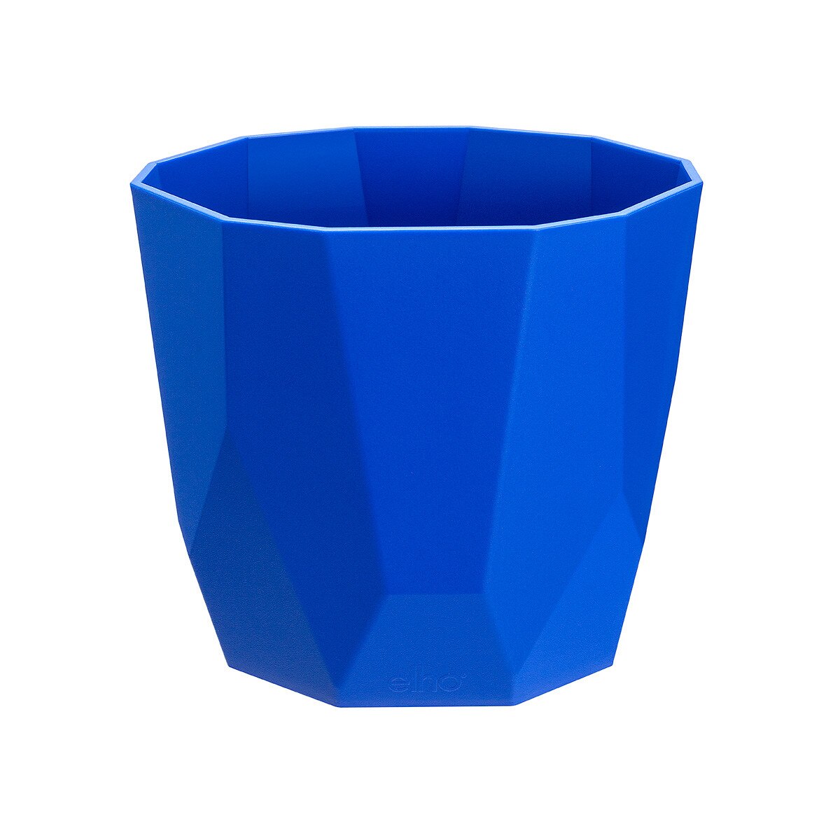 Masca de ghiveci Elho b.for rock, culoare albastru, din plastic, cu model multifatetat geometric, finisaj mat, cu diametrul de 16 cm