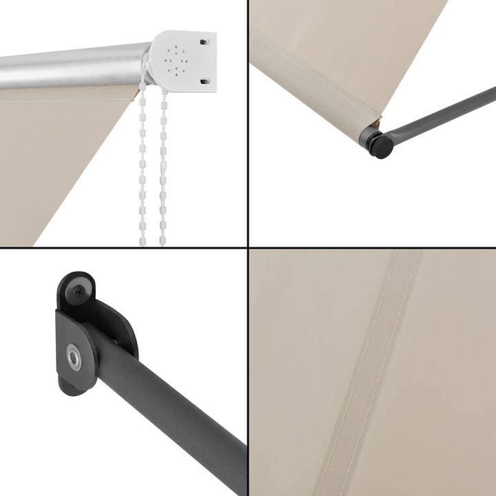 Copertina paravan solar retractabila montabila pe perete, pro.tec, 250 x 120 cm, otel/poliester, culoarea nisipului