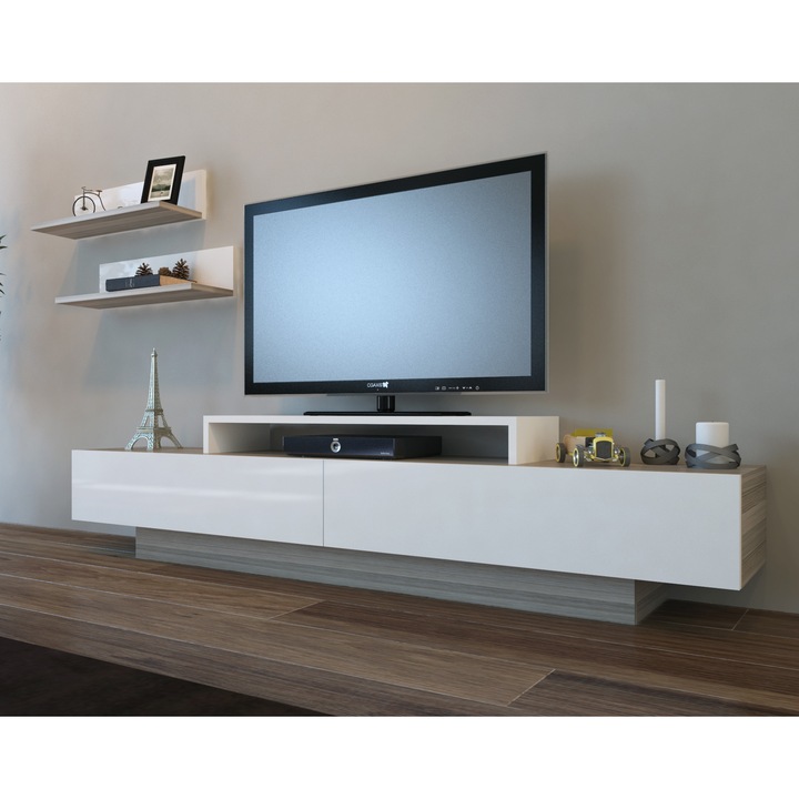 Comoda TV Kalune Design Lucy, PAL, 180x31x40cm, Alb Cordoba