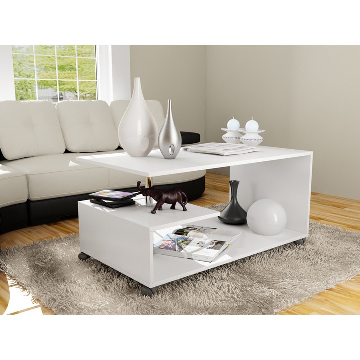 Masuta cafea Karanfil Elegance, 80 x 40 x 52 cm, PAL melaminat, alb