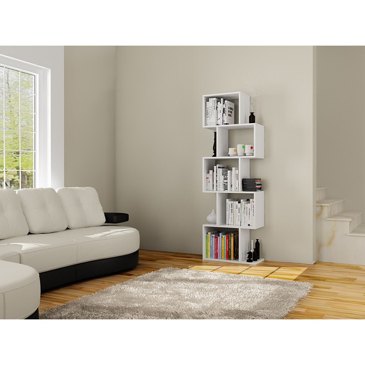 Biblioteca Kalune Design Harry, PAL, 60x30x150cm, Alb