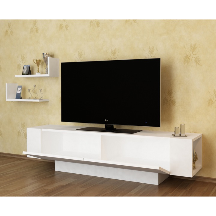 Comoda TV Kalune Design Barbara, PAL, 150x31.5x40cm, Alb