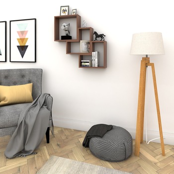 Raft de perete Tilia Elegance, 84 x 84 x 15 cm, PAL melaminat, nuc Raft de perete Tilia Elegance, 84 x 84 x 15 cm, PAL melaminat, nuc