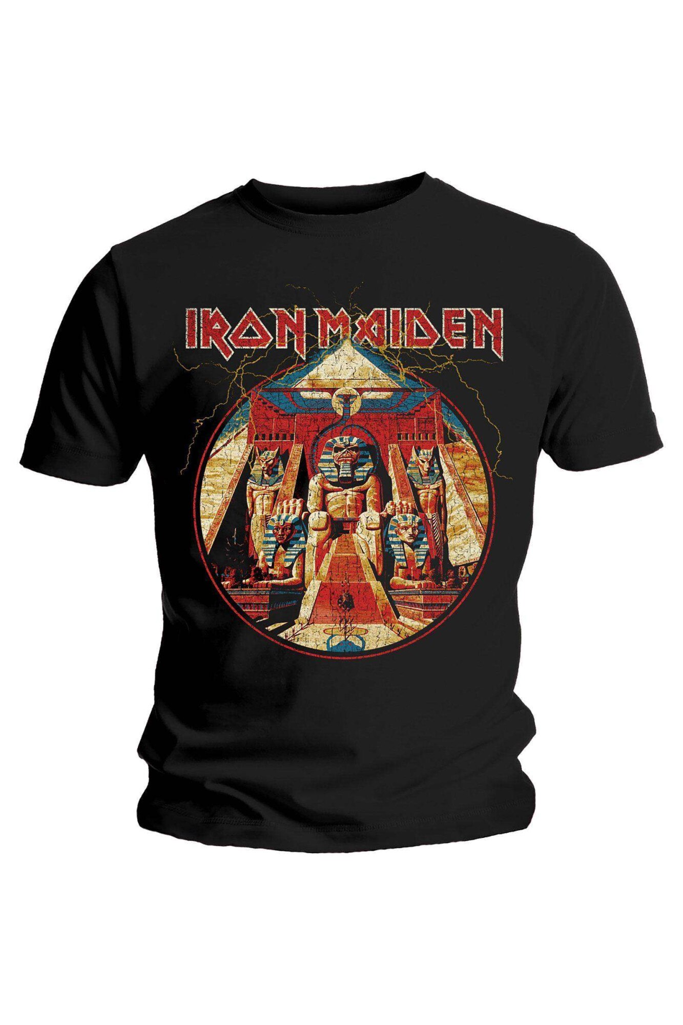Tricou pentru barbati: Iron Maiden - PowerSlave Lighting Circle, Negru, L