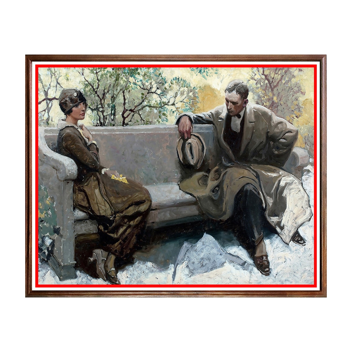 Tablou Poster, Arta Sec. XIX, Herbert Morton Stoops - Couple on Park Bench - ASN-071, 40 x 50 cm