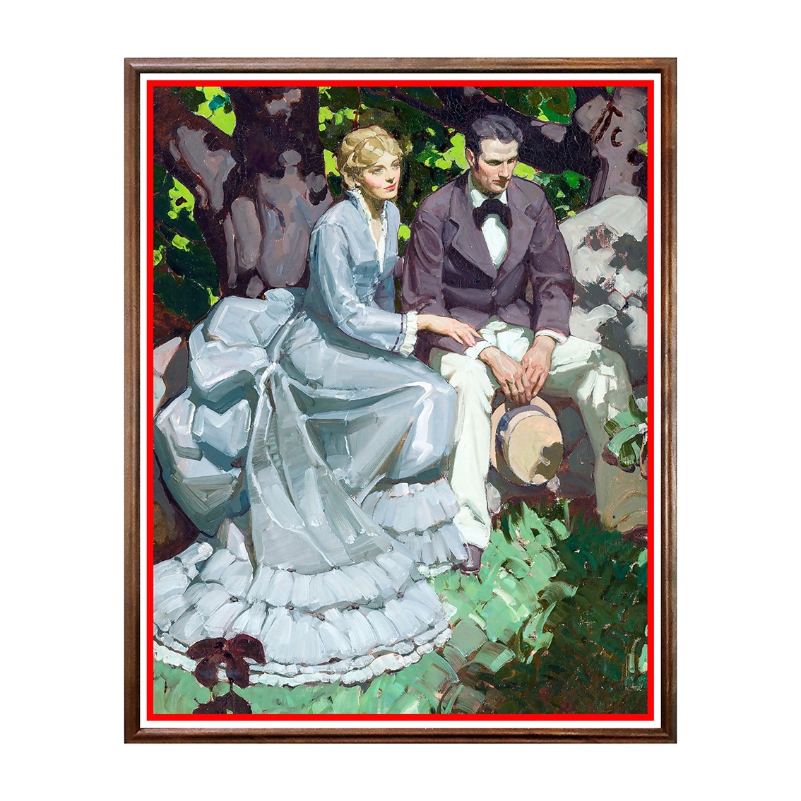 Tablou Poster, Arta Sec. XIX, Mead Schaeffer - Couple in Garden - ASN-080, 40 x 50 cm