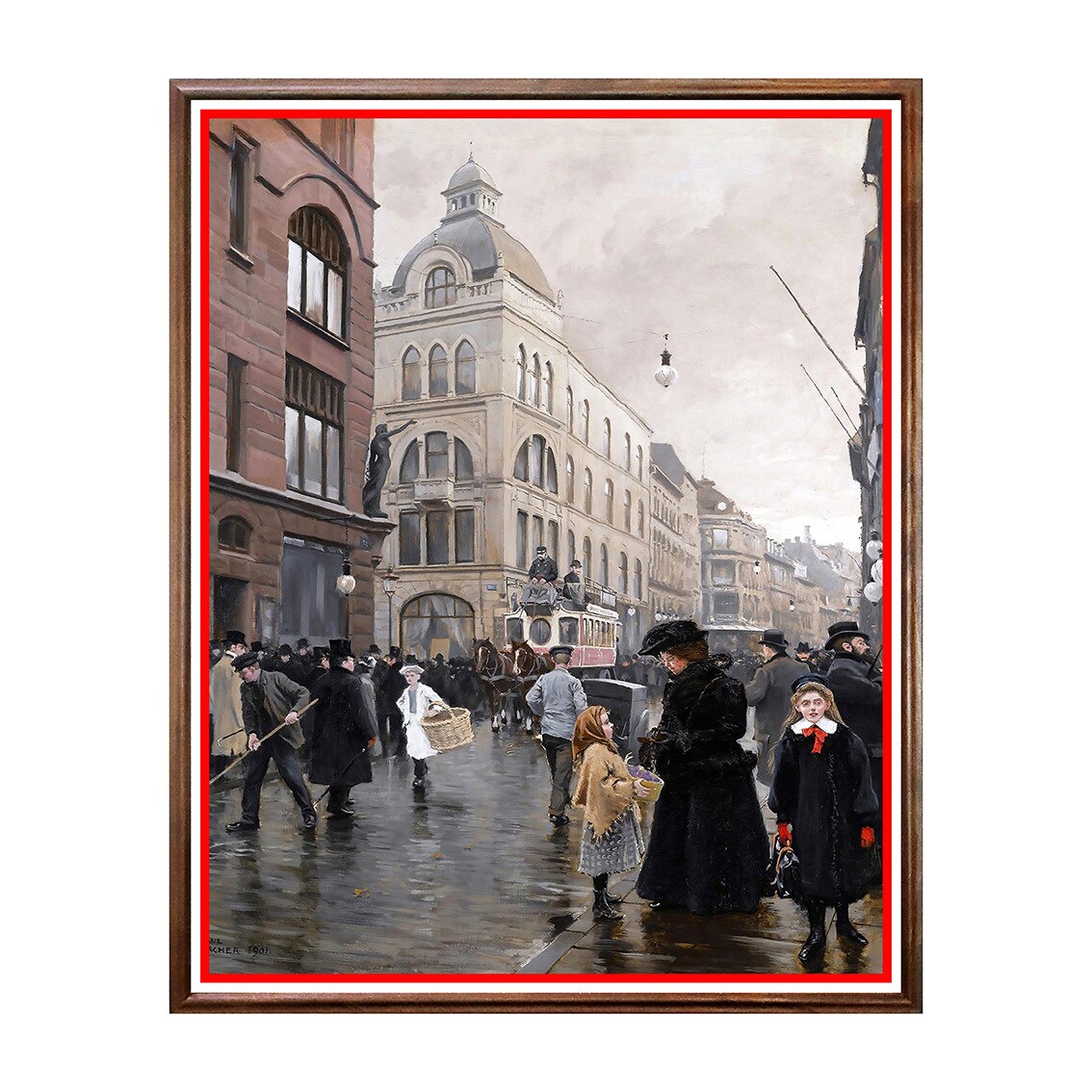 Tablou Poster, Arta Sec. XIX, Paul Fischer - Vew of Street (Copenhagen) - ASN-097, 40 x 50 cm