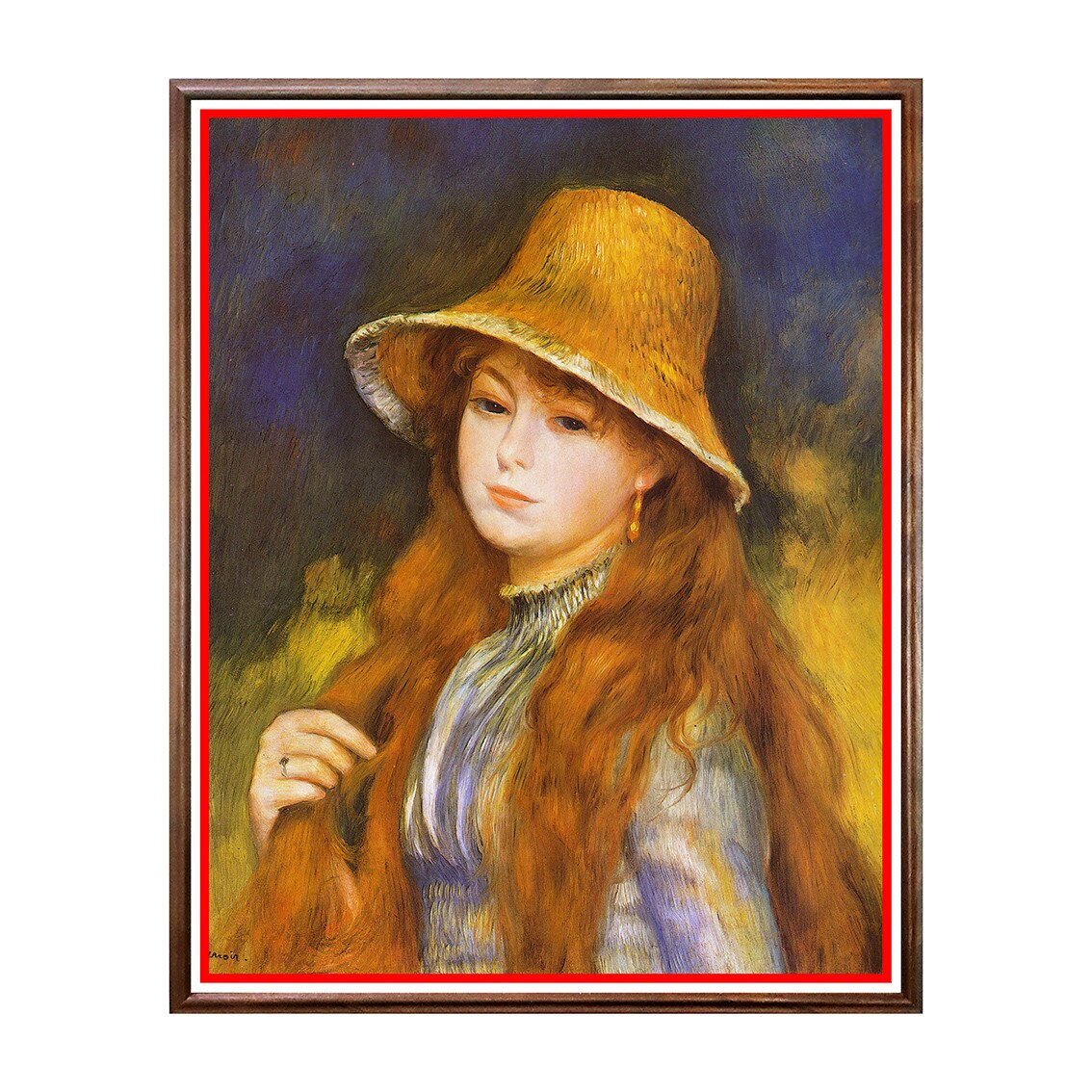 Tablou Poster, Arta Sec. XIX, Renoir - Girl with a Straw Hat - ASN-106, 40 x 50 cm