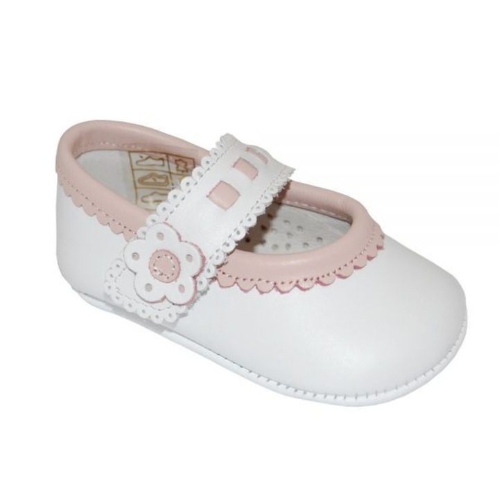 Pantofi bebe A1614 Blanco | Rosa, Panyno, Alb/Roz, 17