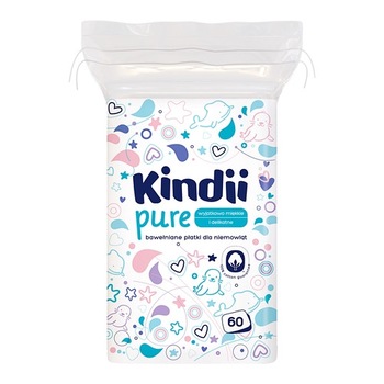 Dischete de bumbac 60 bucati, Kindii Cleanic Pure Dischete de bumbac 60 bucati, Kindii Cleanic Pure